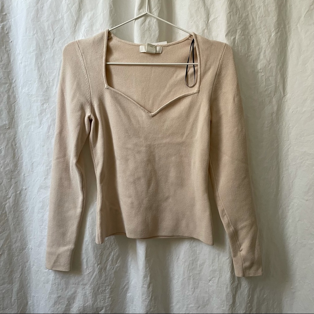 NWT Sweetheart Neckline Beige Sweater